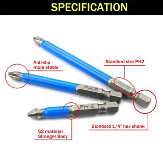 Đầu Tua Vít Nam Châm 1 / 4 "PH2 Chống Trượt Chuyên Dụng