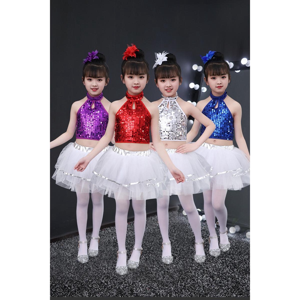 Thời Gian Giới Hạn  Chân Váy Lưới Đính Kim Tuyến Nhảy Múa Pettiskirt Hiện Đại Cho Trẻ Mẫu Giáo