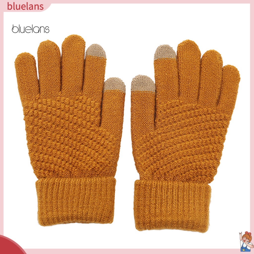 Găng Tay Đạp Xe Unisex Dệt Kim Dày Dặn Ấm Áp Chống Thấm Nước Có Thể Dùng Màn Hình