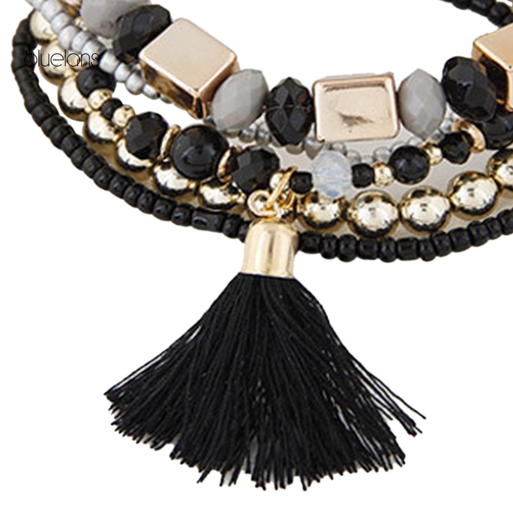 Vòng Tay Hạt Resin Nhiều Lớp Phong Cách Bohemian Cổ Điển Thời Trang Cho Nữ