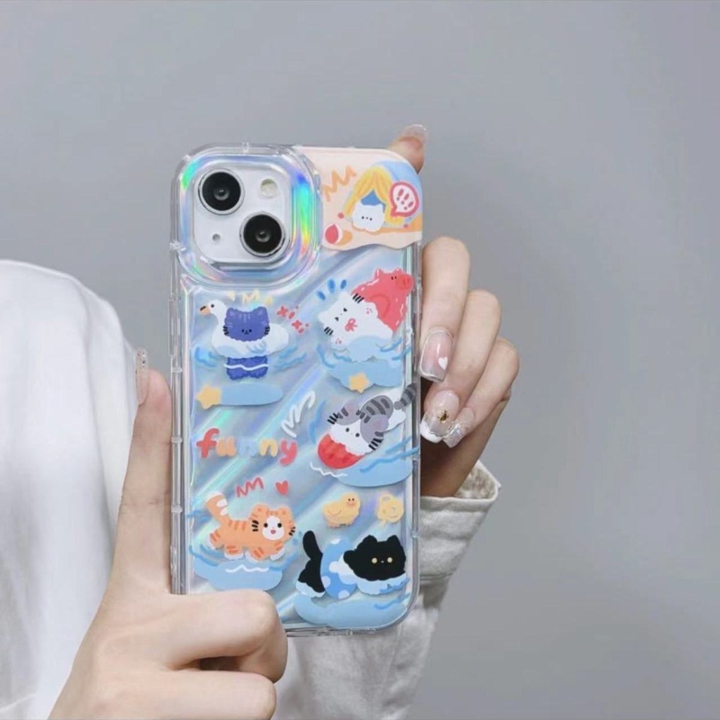 Ốp Điện Thoại Dẻo Màu Laser Họa Tiết Hoạt Hình Hello Kitty Dễ Thương Cho Iphone14 138p7 12 promax11 ASMR