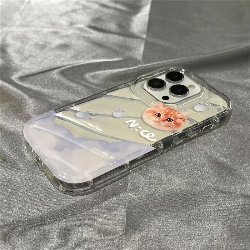 Ốp Điện Thoại Mềm Trong Suốt In Hình Mèo Hoạt Hình Dễ Thương Cho iPhone14promax 1312 / 11 7 / 8plus xr /ins
