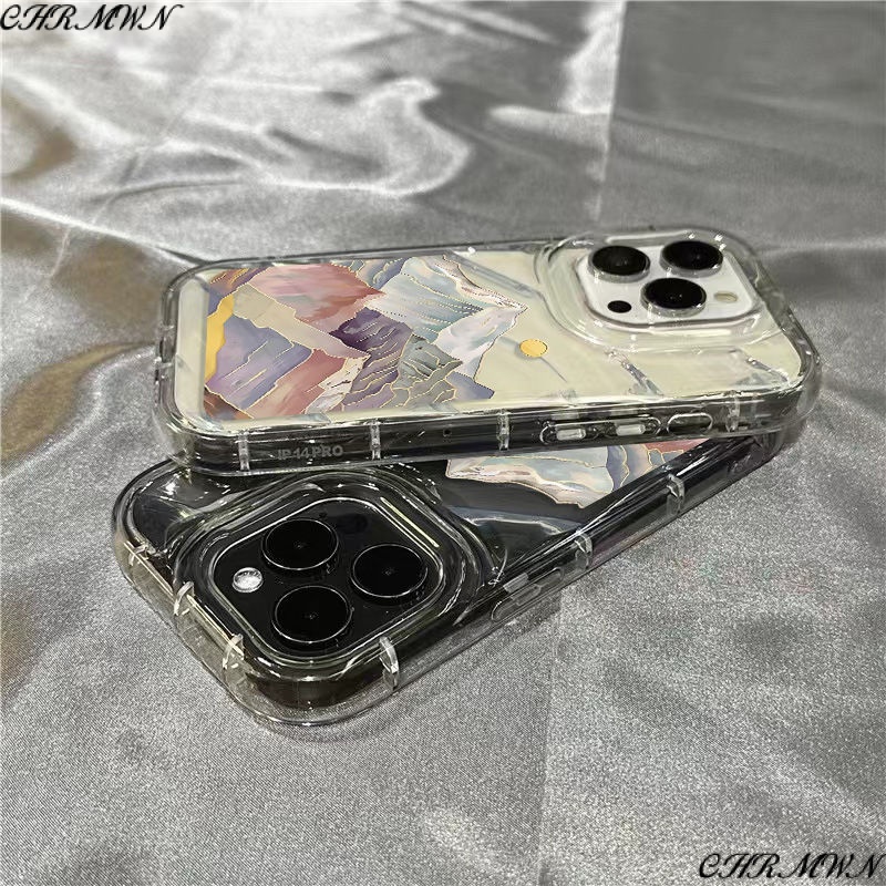 Ốp Điện Thoại Dẻo Trong Suốt Họa Tiết Ngọn Núi Nhiều Màu Sắc Cho iPhone14promax 1312 / 11 7 / 8plus xr / sins BX03