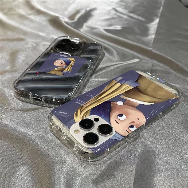 Ốp Điện Thoại Mềm Trong Suốt Hình Cô Gái Ngọc Trai Cho iPhone14promax 1312 / 11 7 / 8plus xr / sins EXI5