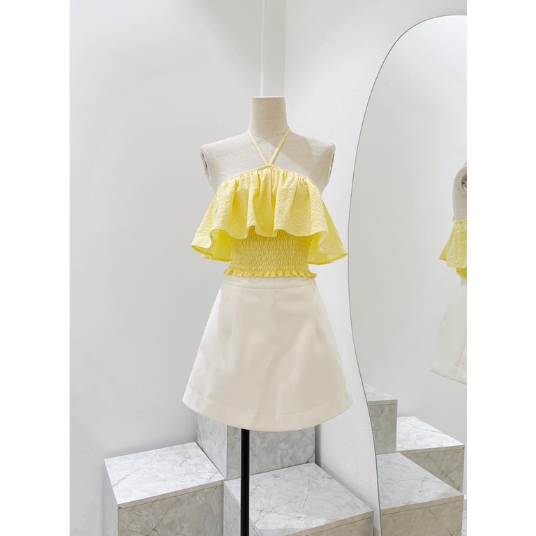 Áo croptop nhún thun dây yếm bèo ngực nhiều màu dễ thương