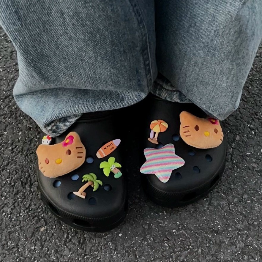 Jibbitz hello kitty cat shoe charms bowoknot flower jibits croc chain rainbow heart croc jibbits set for women shoes phụ kiện trang trí