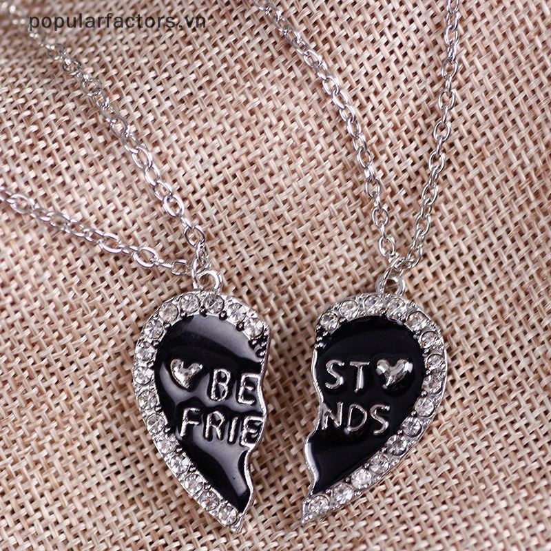 [Phổ Biến] Vòng cổ Hợp Kim Ghép Hình Trái Tim Ghép Nối Đính Kim Cương Sáng Tạo Cho Cặp Đôi Bạn Thân