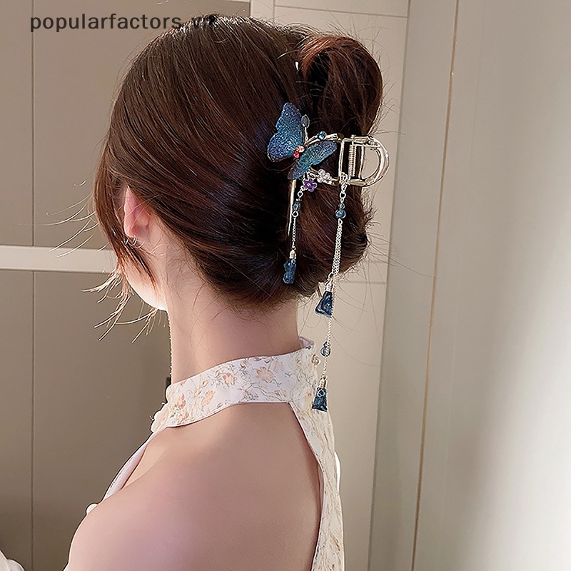 Kẹp Tóc Kim Loại Hình Bướm Đính Đá Pha Lê Phong Cách Hàn Quốc Cho Nữ