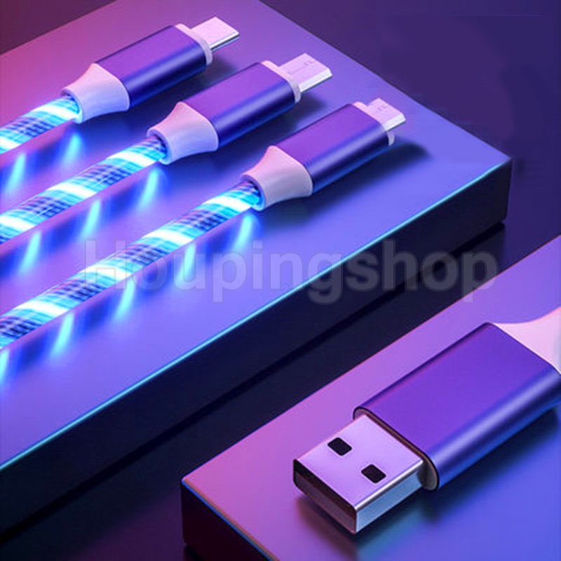 Cáp Sạc Nhanh Micro USB Type C Có Đèn LED Phát Sáng Cho Điện Thoại Di Động