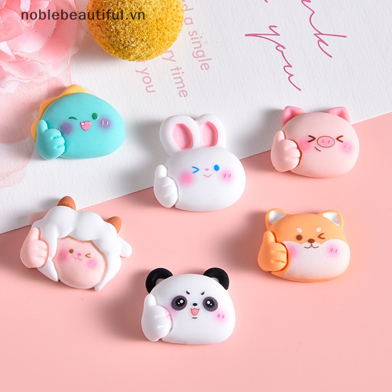 [noblebeautiful] Set 10 Tượng Động Vật Hoạt Hình Mini Bằng Nhựa Resin Trang Trí Điện Thoại / Bánh Kem DIY