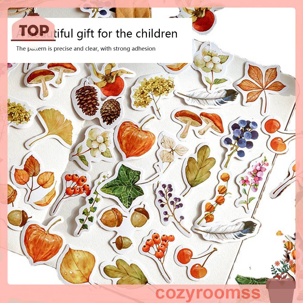 Bộ 46 Miếng Dán Trang Trí Sổ Tay Nhật Ký Hình Lá Mùa Thu