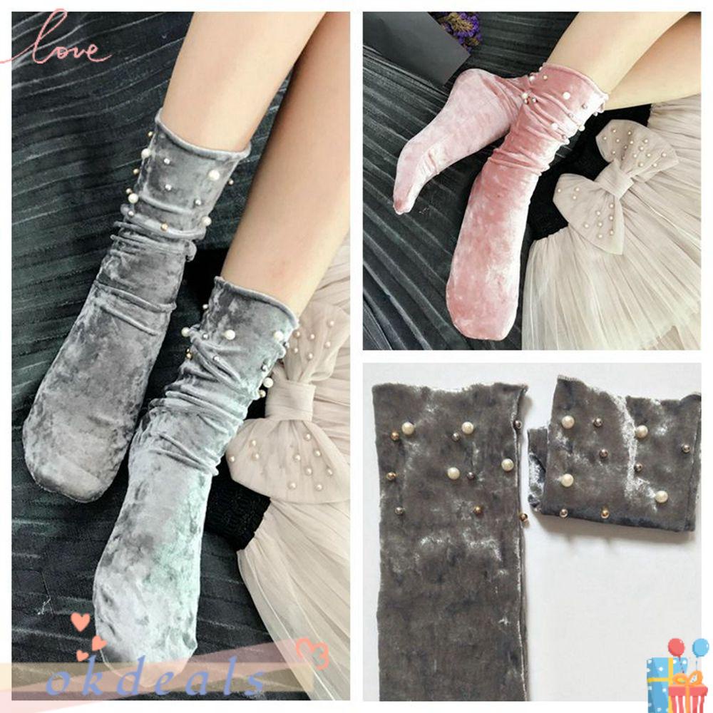 OKDEALS Tất Nhung Mềm Mại Phong Cách Vintage Thời Trang Cho Nữ