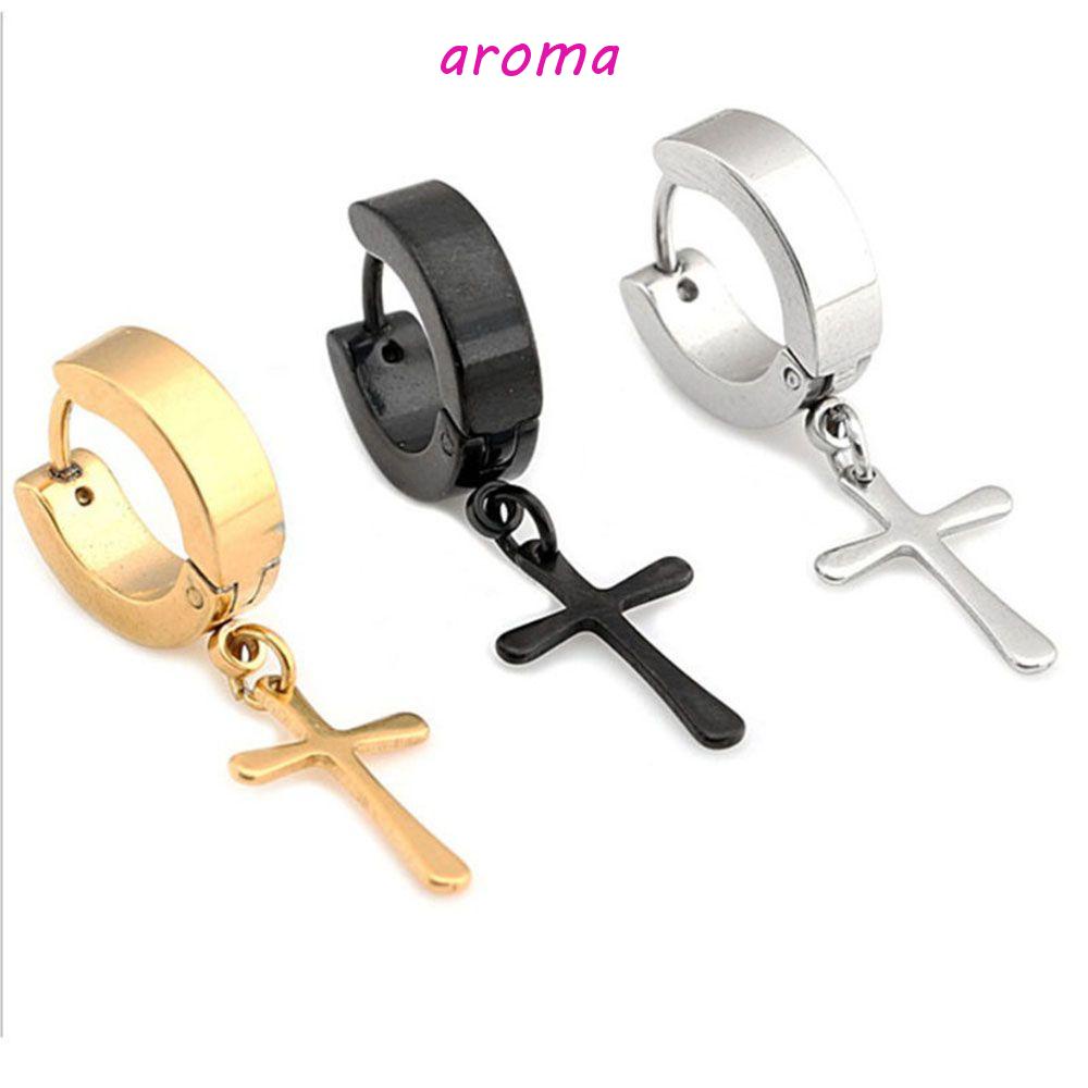 AROMA Bông Tai Hình Thánh Giá Phong Cách Punk Thời Trang Cho Nam Và Nữ