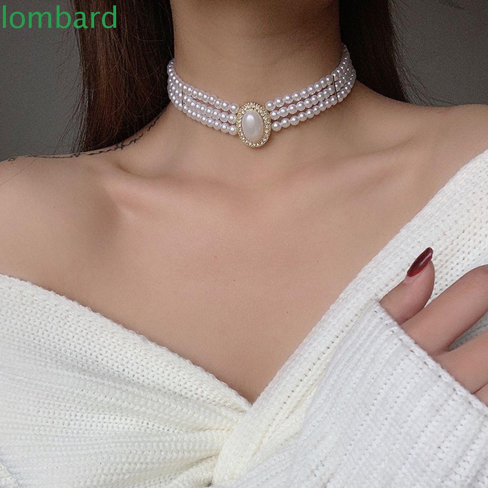 LOMBARD Vòng cổ Ba Lớp Bằng Hợp Kim Thời Trang Cá Tính Cho Nữ