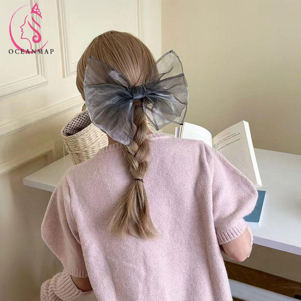 Kẹp Tóc Càng Cua Bằng Hợp Kim Lưới Chấm Bi Ngọt Ngào Có Giá Đỡ