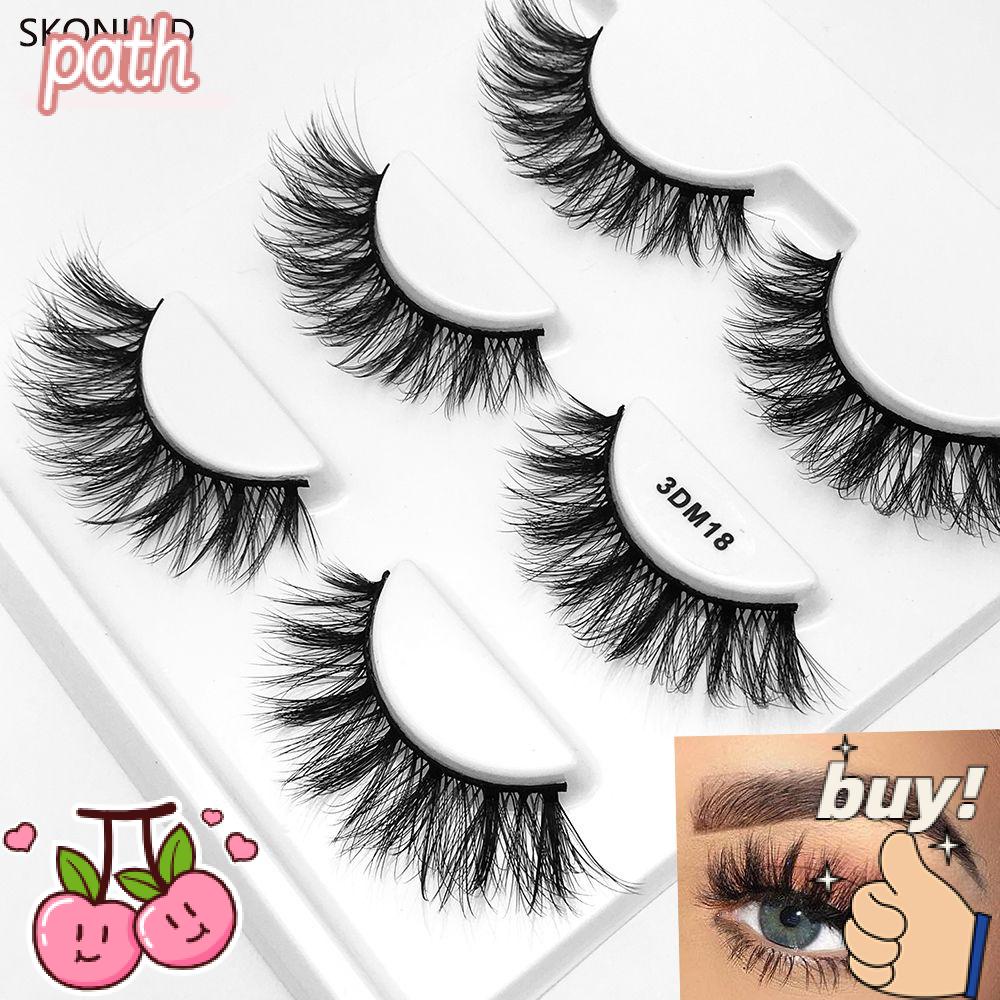 PATH Set 3 Cặp Lông Mi Giả Nhiều Lớp Có Thể Tái Sử Dụng 3D Trang Điểm Tự Nhiên