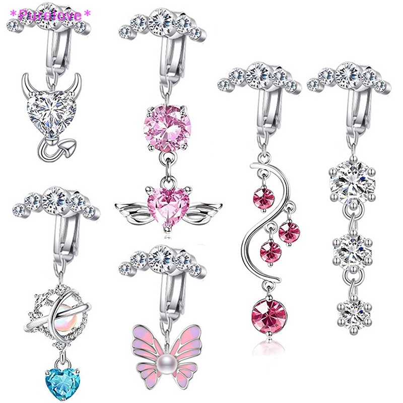 1 Khuyên Rốn Hình Đôi Cánh Đính Đá Nhân Tạo Thời Trang Mới