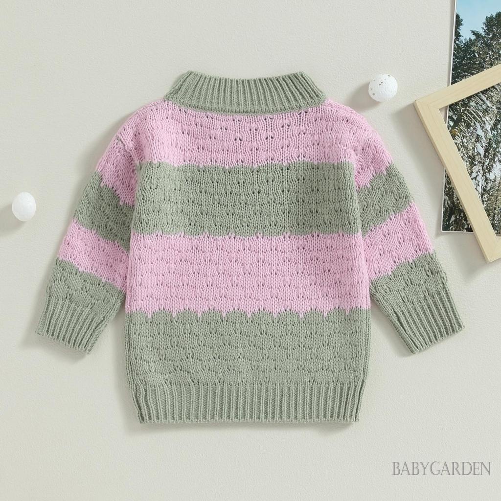 Áo Sweater Dệt Kim Tay Dài Cổ Tròn Màu Sắc Tương Phản Thời Trang Mùa Thu Cho Bé / 6 Tháng-3 Tuổi