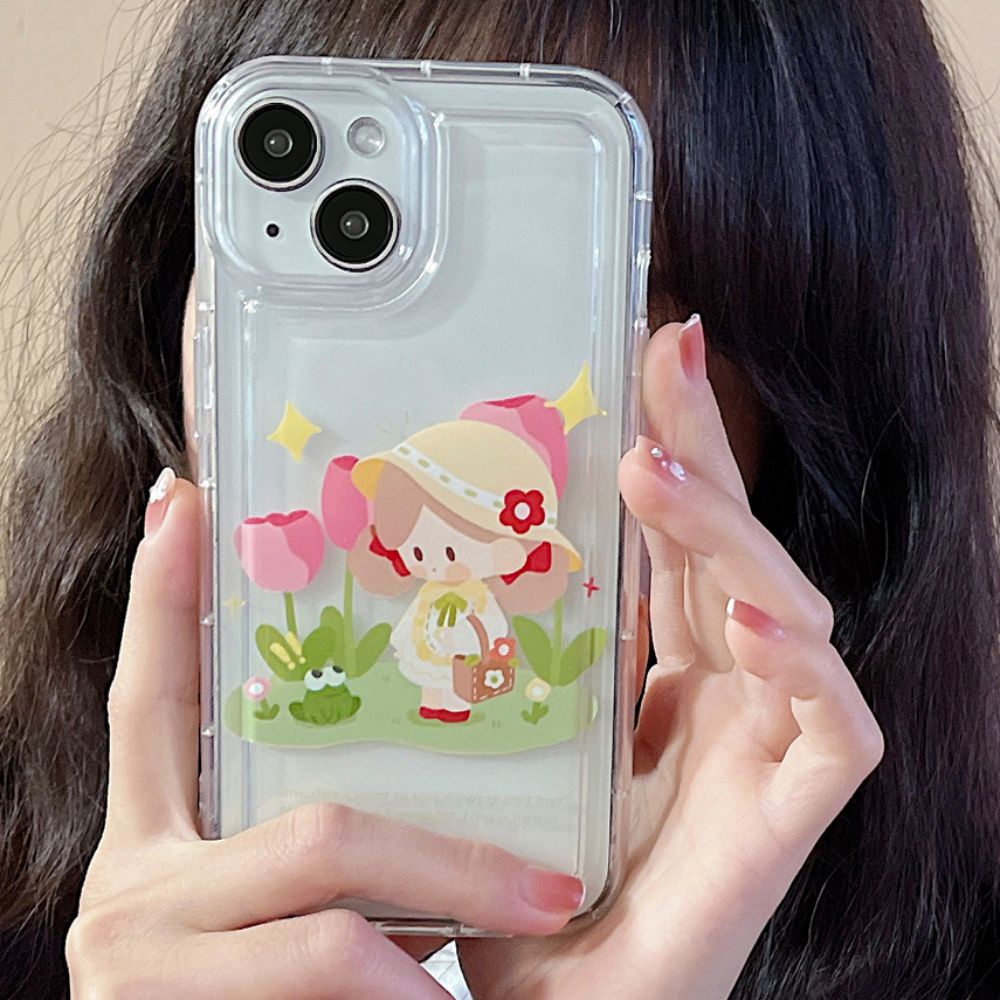 Ốp Điện Thoại TPU Mềm Trong Suốt Chống Sốc In Hình Cô Gái Dễ Thương Cho IPhone 14 13 12 11 Pro Max X XR 8 7 Plus