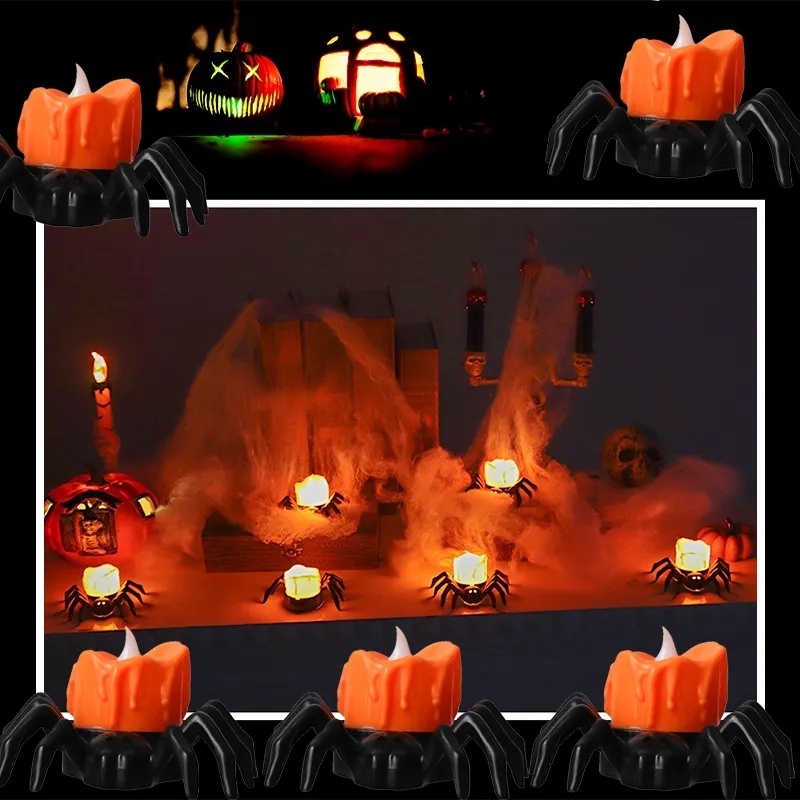 Đèn LED Hình Quả Bí Ngô / Nhện / Nến Điện Tử Không Lửa Trang Trí Tiệc Halloween