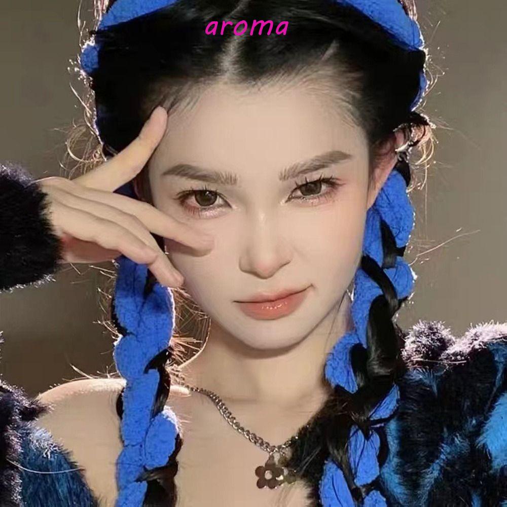 AROMA Kẹp Tóc Phủ Lông Đơn Giản Ngọt Ngào Phong Cách Hip Hop Hàn Quốc Y2K DIY
