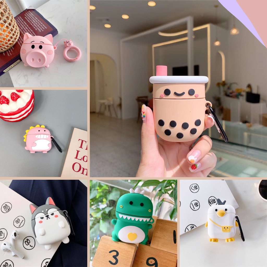 Ốp AirPods Cho Apple 1-2 (Có Thể Đeo) i9s-i11.i12) Tai Nghe Không Dây Silicon Dễ Thương A04