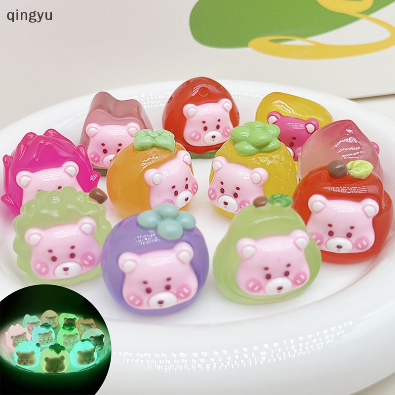 Phụ Kiện Trang Trí Tóc Hình Chú Gấu Mini Bằng Resin Phát Quang DIY