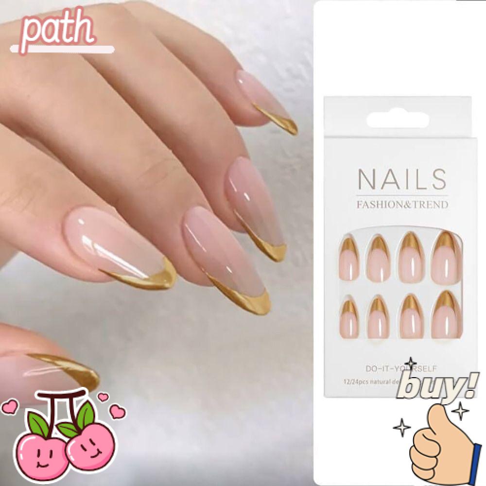 PATH Hộp 24 Móng Tay Giả Đính Đá Thời Trang Cho Nữ