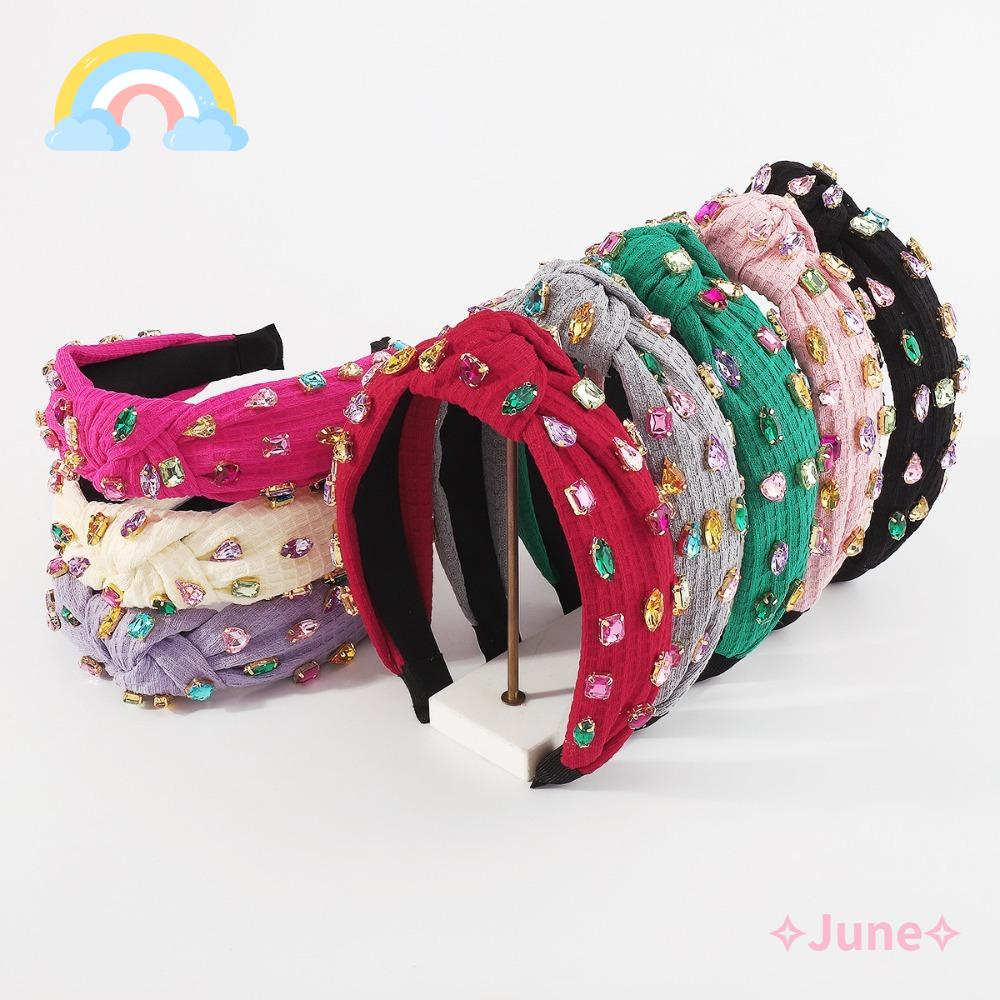 JUNE Băng Đô Vải Bản Rộng Thắt Nút Nhiều Màu Nghệ Thuật