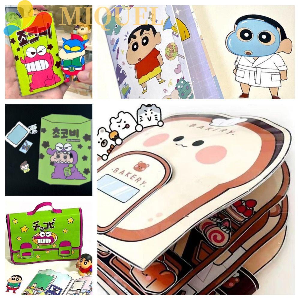 MIQUEL Sách Giấy Dán Thủ Công 3D Hình Shin-chan Hoạt Hình Dành Cho Bé Gái