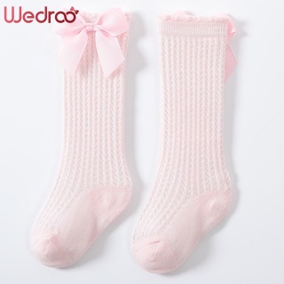 Wedroo Vớ Dài Đến Đầu Gối Phối Bèo Đính Nơ Cho Bé Sơ Sinh