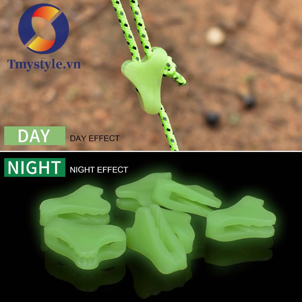 Móc Khóa Dây Lều Chống Trượt Hình Tam Giác Bằng Nhựa Dạ Quang