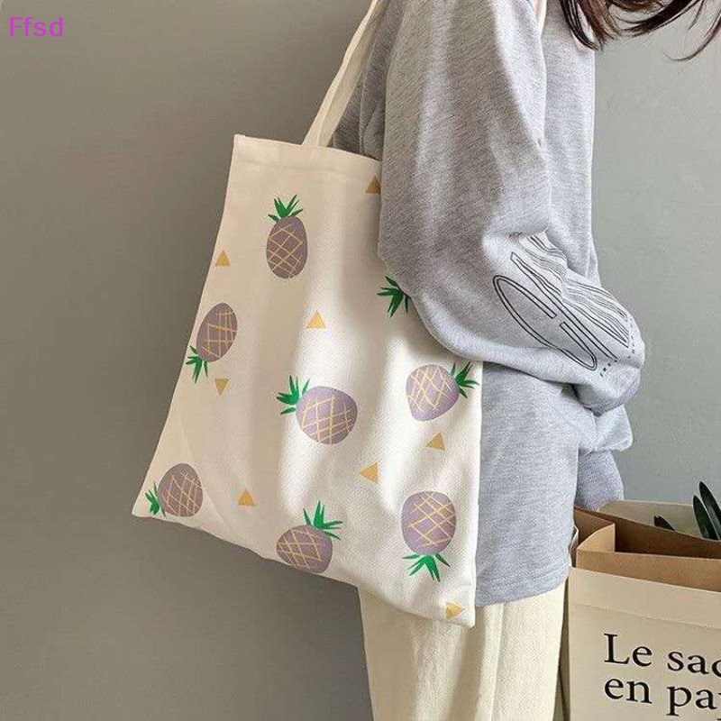 {Ffsd} Túi Đeo Vai Canvas Sức Chứa Lớn Phong Cách Harajuku Vintage Vui Nhộn Thời Trang Cho Nữ * Bán Chạy