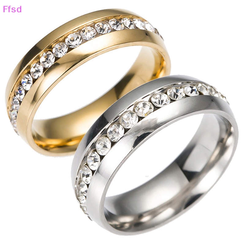 {Ffsd} Nhẫn Cặp Đôi Bằng Thép Không Gỉ Đính Đá Chất Lượng Cao Thời Trang Dành Cho Nam Và Nữ
