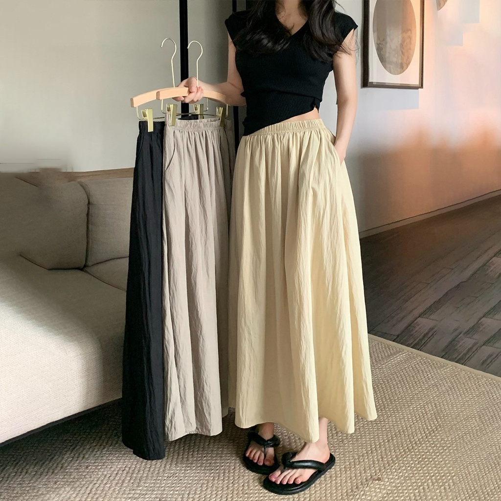Chân Váy Chữ A Dài Lưng Cao Co Giãn Phong Cách Hàn Quốc Thời Trang Mùa Hè Mới HZFWC5625