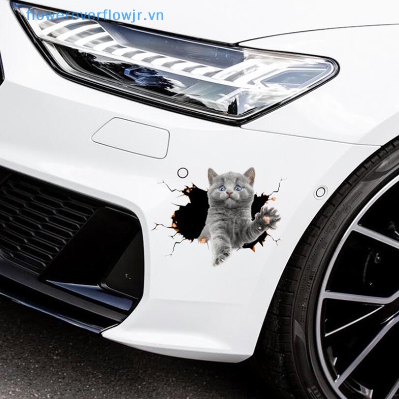 Sticker Dán Tường Chống Thấm Nước Họa Tiết Mèo 3D Dễ Thương Vui Nhộn