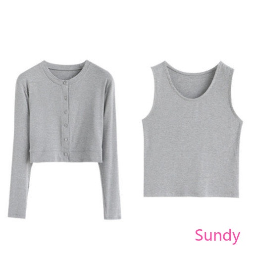 Set Áo Hai Dây Dệt Kim Dáng Rộng + Áo Khoác Cardigan Thời Trang Xuân Thu Phong Cách Hàn Quốc Cho Nữ