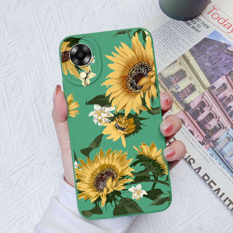 Ốp Điện Thoại Silicon Dẻo Vuông Chống Sốc Hình Gấu Và Hoa Cho Oppo A17 A17K OppoA17 A 17 K 6.56 inches