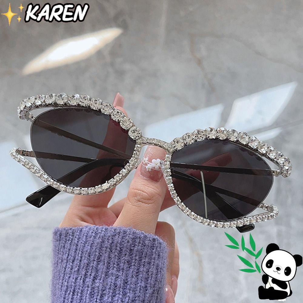 KAREN Kính Mát Thời Trang Khung Rỗng Y2k