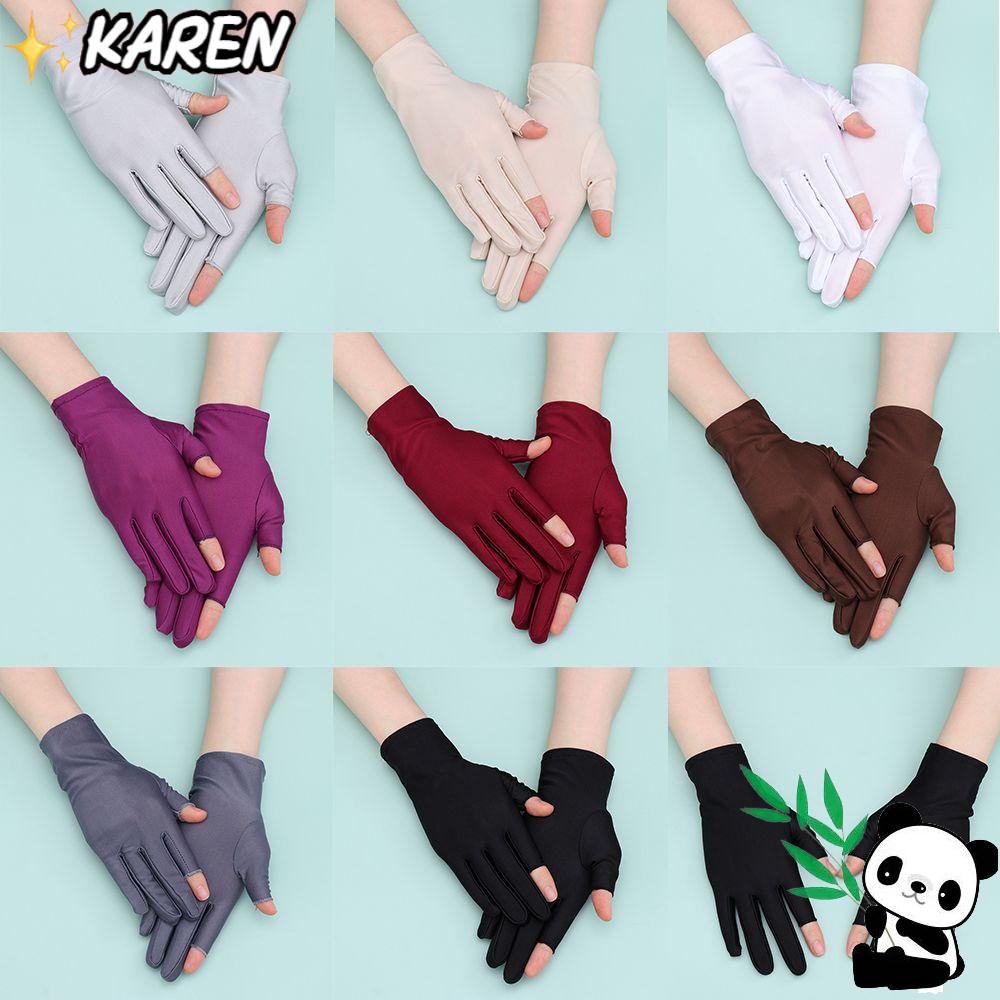 KAREN Găng Tay Lái Xe Ngắn Chống Nắng Chất Liệu Spandex Mỏng Co Giãn Cho Nam Và Nữ