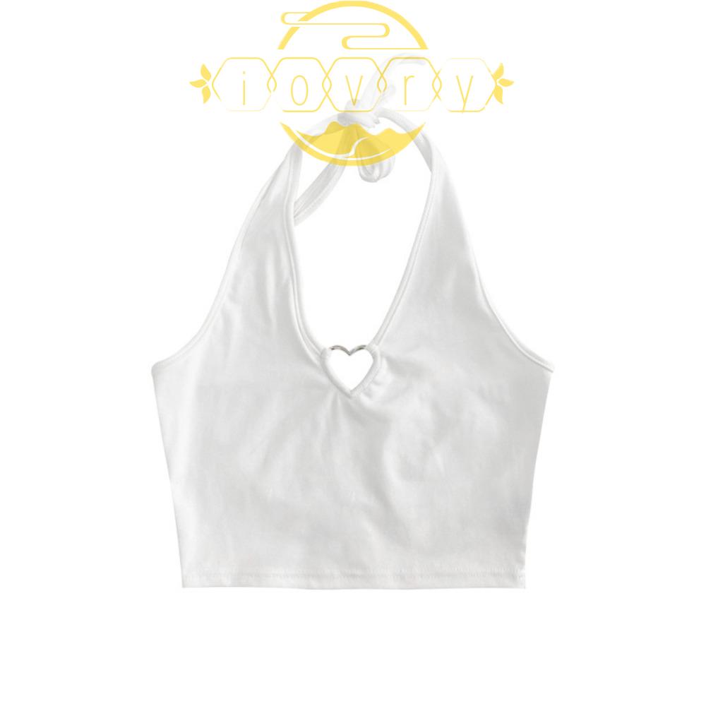 IVORY Áo Yếm Cổ Chữ V Dáng Ôm Họa Tiết Trái Tim Khoét Rỗng Thời Trang Cá Tính