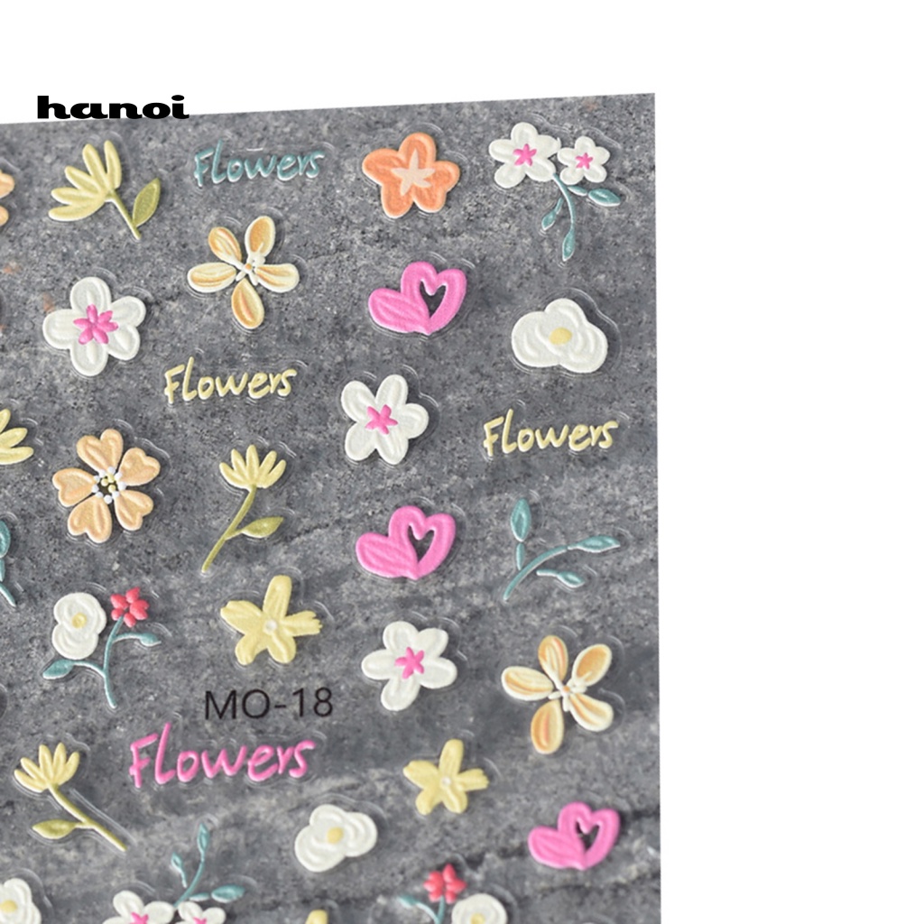 Set 2 Miếng Dán Trang Trí Móng Tay 3D Hình Hoa Tulip Thỏ Cầu Vồng Dễ Thương