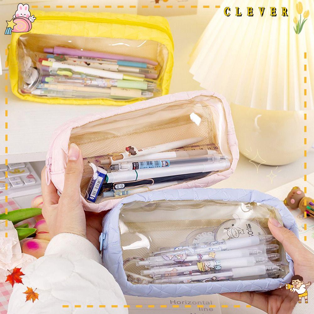 CLEVER Túi Đựng Bút Chì Cỡ Lớn Có Khóa Kéo Đa Năng Tiện Dụng