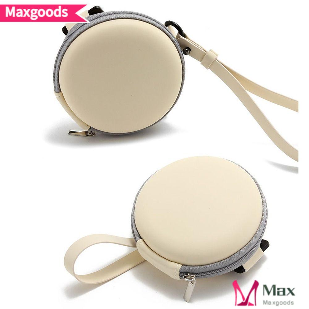 MAXG Hộp Đựng Mắt Kính Hình Tròn Có Khóa Kéo Có Thể Gấp Lại Phong Cách Retro Thời Trang