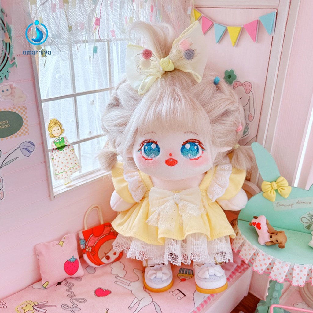 1 Set Đầm Búp Bê 20cm Màu Trơn Dễ Thương