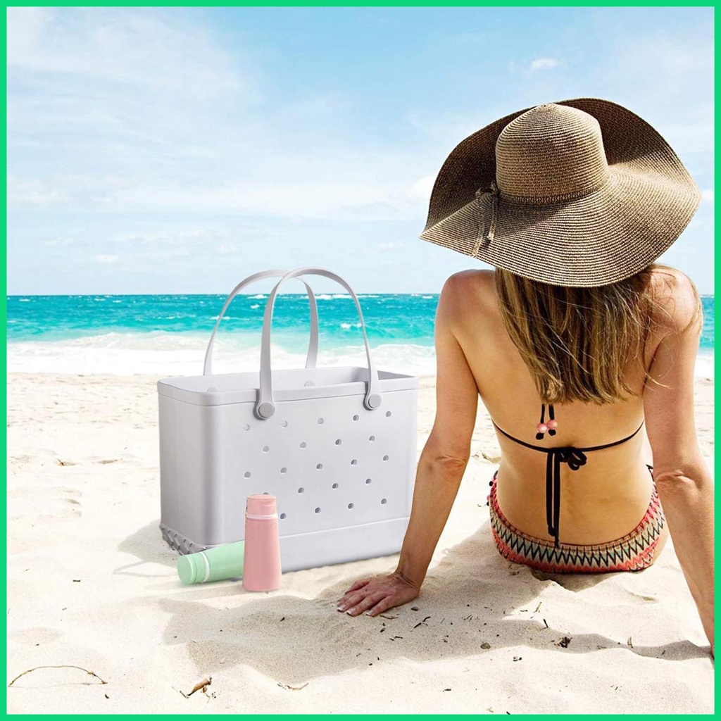 Túi Tote Cao Su Đi Biển / Tập Gym / Bơi Lội Cỡ Lớn Chống Thấm Nước Có Lỗ Thời Trang Cho Nữ