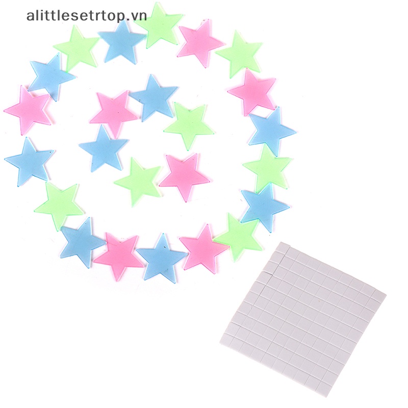 Alittlesetrtop 100 cái 3d sao phát sáng trong bóng tối tường nhựa huỳnh quang phát sáng er home.