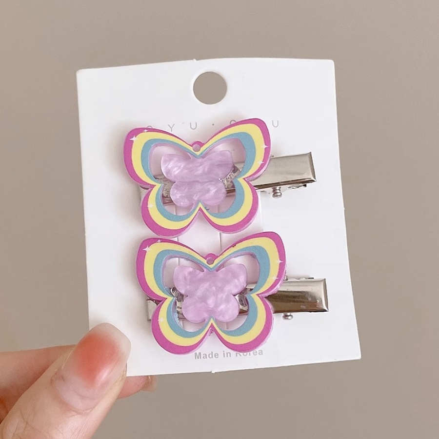 Set 2 Kẹp Tóc Hình Bướm Nhiều Màu Sắc Dễ Thương Phong Cách Hàn Quốc