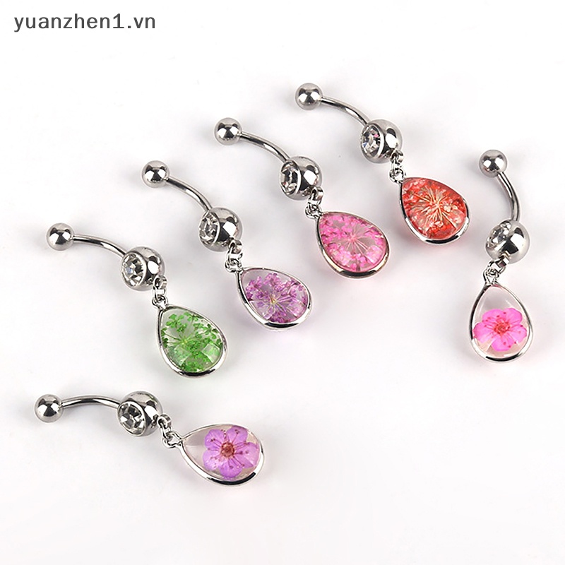 Khuyên Rốn Đính Đá Hình Giọt Nước Bằng Thép Không Gỉ Thời Trang Cho Nữ