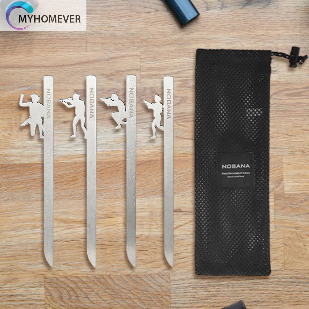 Set 4 Cọc Giăng Lều Trại Bằng Thép Không Gỉ